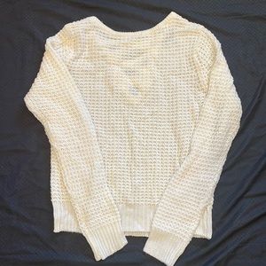 Knitted white long sleeve sweater